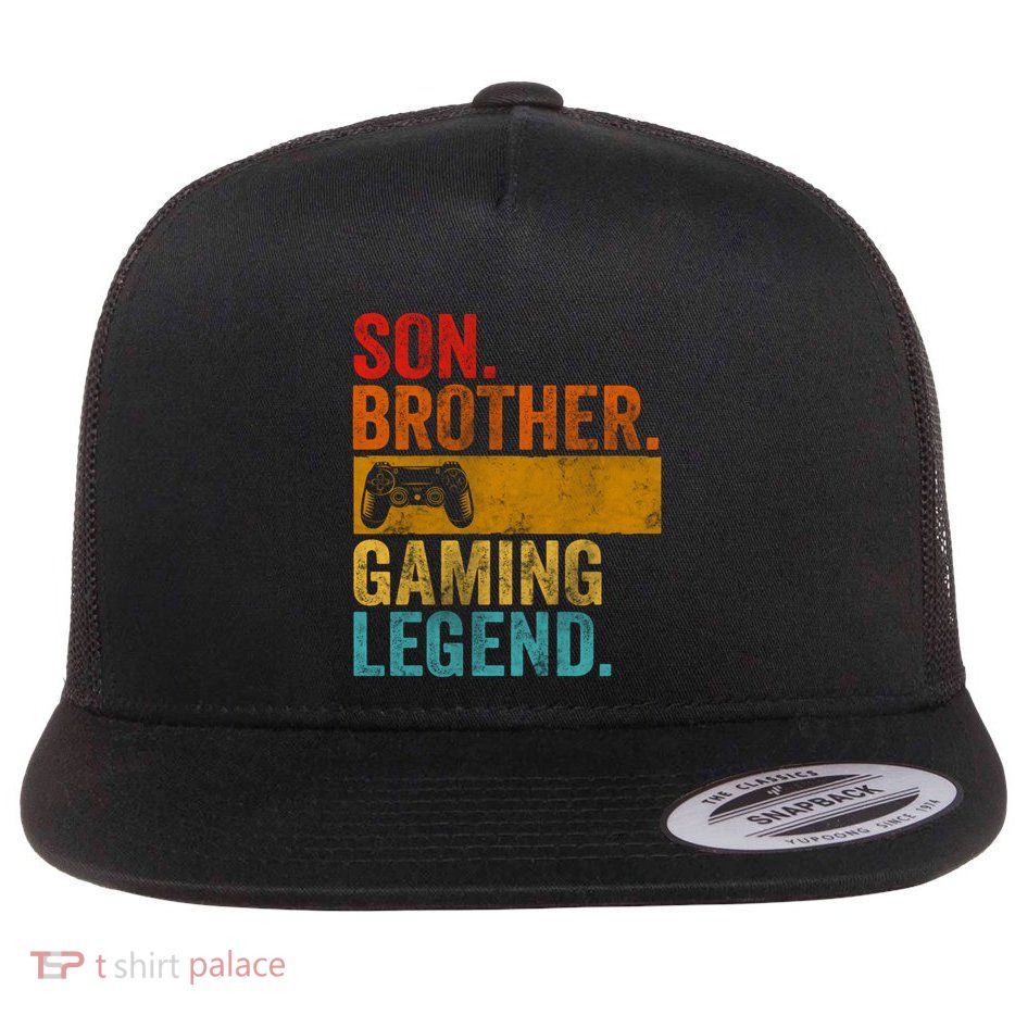 Funny Video Gamer Son Brother Gaming Legend Gift Flatbill Hat