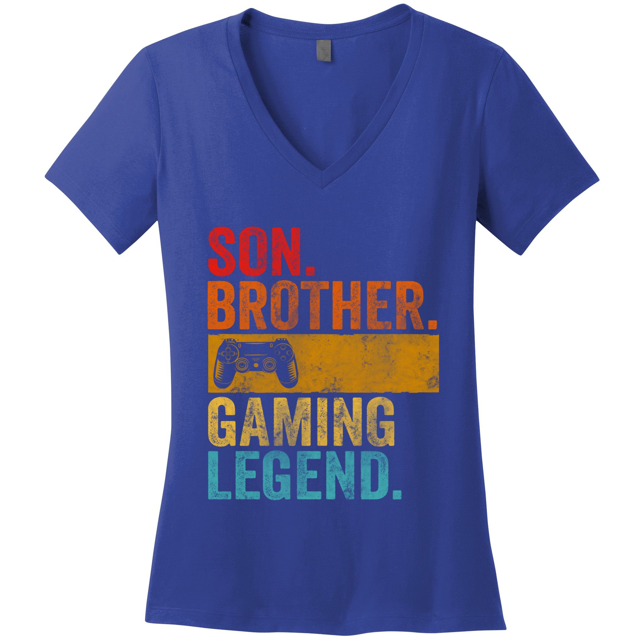 Funny Video Gamer Son Brother Gaming Legend Gift Women's V-Neck T-Shirt