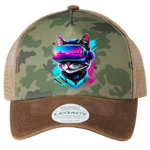 Funny Vr Gamer Cat In Vr Headset Virtual Reality Gaming Legacy Tie Dye Trucker Hat