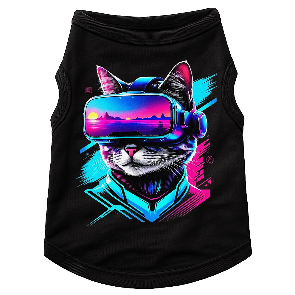 Funny Vr Gamer Cat In Vr Headset Virtual Reality Gaming Doggie Tank