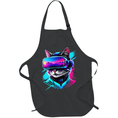 Funny Vr Gamer Cat In Vr Headset Virtual Reality Gaming Apron
