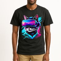 Funny Vr Gamer Cat In Vr Headset Virtual Reality Gaming Tall T-Shirt