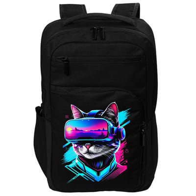 Funny Vr Gamer Cat In Vr Headset Virtual Reality Gaming Impact Tech Backpack