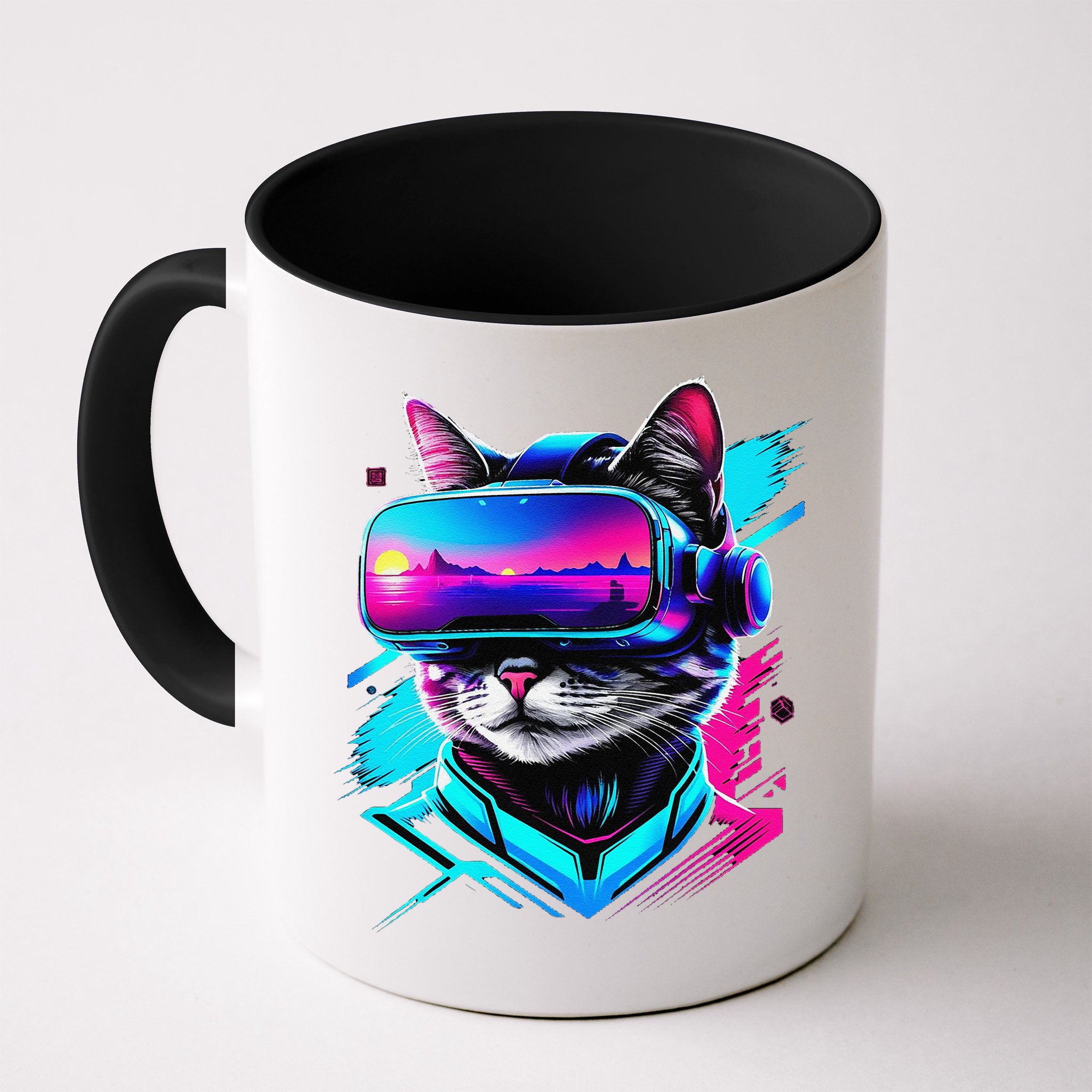 Funny Vr Gamer Cat In Vr Headset Virtual Reality Gaming Mug