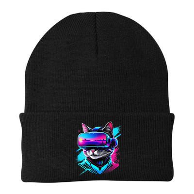 Funny Vr Gamer Cat In Vr Headset Virtual Reality Gaming Beanie