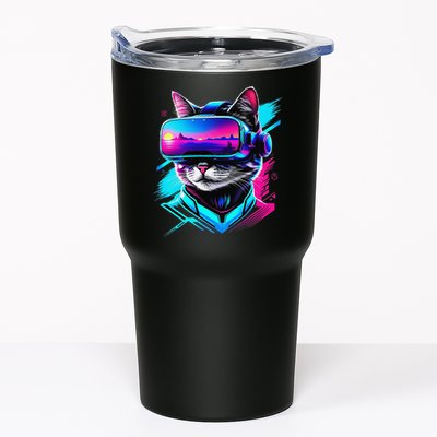 Funny Vr Gamer Cat In Vr Headset Virtual Reality Gaming Tumbler