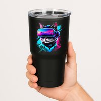 Funny Vr Gamer Cat In Vr Headset Virtual Reality Gaming Tumbler