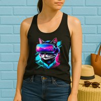 Funny Vr Gamer Cat In Vr Headset Virtual Reality Gaming Womens Tank Top