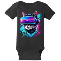 Funny Vr Gamer Cat In Vr Headset Virtual Reality Gaming Baby Bodysuit