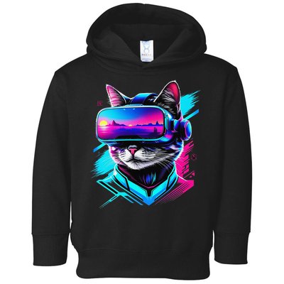 Funny Vr Gamer Cat In Vr Headset Virtual Reality Gaming Toddler Hoodie