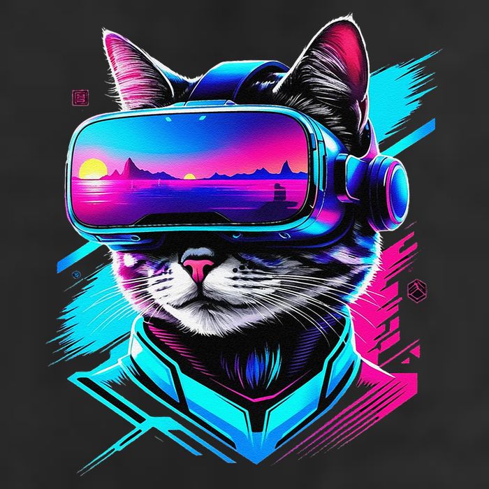 Funny Vr Gamer Cat In Vr Headset Virtual Reality Gaming Golf Towel