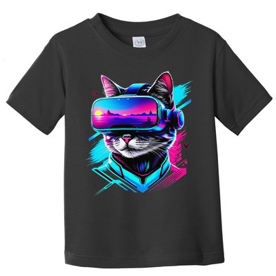 Funny Vr Gamer Cat In Vr Headset Virtual Reality Gaming Toddler T-Shirt