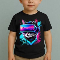 Funny Vr Gamer Cat In Vr Headset Virtual Reality Gaming Toddler T-Shirt