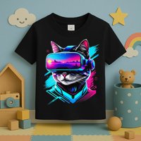 Funny Vr Gamer Cat In Vr Headset Virtual Reality Gaming Toddler T-Shirt
