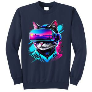 Funny Vr Gamer Cat In Vr Headset Virtual Reality Gaming Sweatshirt