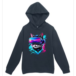 Funny Vr Gamer Cat In Vr Headset Virtual Reality Gaming Urban Pullover Hoodie