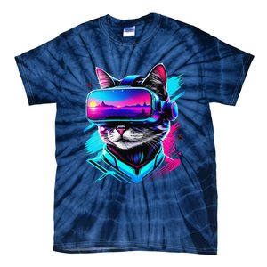 Funny Vr Gamer Cat In Vr Headset Virtual Reality Gaming Tie-Dye T-Shirt