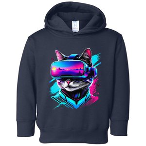 Funny Vr Gamer Cat In Vr Headset Virtual Reality Gaming Toddler Hoodie