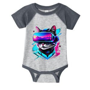 Funny Vr Gamer Cat In Vr Headset Virtual Reality Gaming Infant Baby Jersey Bodysuit