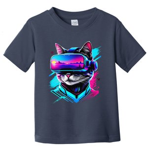 Funny Vr Gamer Cat In Vr Headset Virtual Reality Gaming Toddler T-Shirt