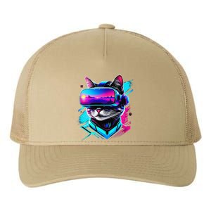 Funny Vr Gamer Cat In Vr Headset Virtual Reality Gaming Yupoong Adult 5-Panel Trucker Hat