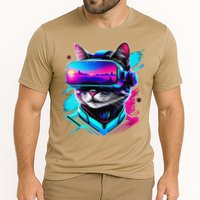 Funny Vr Gamer Cat In Vr Headset Virtual Reality Gaming Cooling Performance Crew T-Shirt