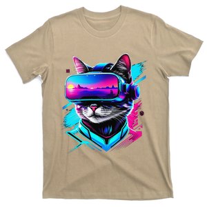 Funny Vr Gamer Cat In Vr Headset Virtual Reality Gaming T-Shirt