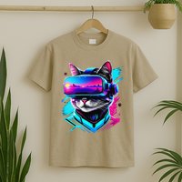 Funny Vr Gamer Cat In Vr Headset Virtual Reality Gaming T-Shirt