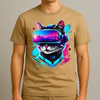 Funny Vr Gamer Cat In Vr Headset Virtual Reality Gaming T-Shirt