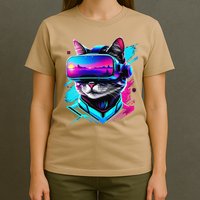 Funny Vr Gamer Cat In Vr Headset Virtual Reality Gaming T-Shirt