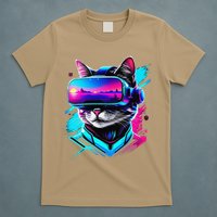 Funny Vr Gamer Cat In Vr Headset Virtual Reality Gaming T-Shirt
