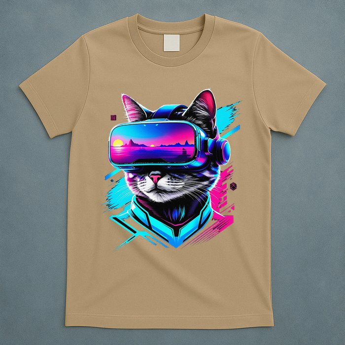 Funny Vr Gamer Cat In Vr Headset Virtual Reality Gaming T-Shirt