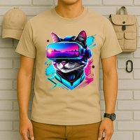 Funny Vr Gamer Cat In Vr Headset Virtual Reality Gaming T-Shirt