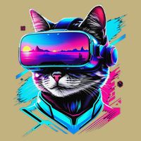 Funny Vr Gamer Cat In Vr Headset Virtual Reality Gaming T-Shirt