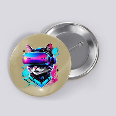 Funny Vr Gamer Cat In Vr Headset Virtual Reality Gaming Button