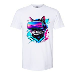 Funny Vr Gamer Cat In Vr Headset Virtual Reality Gaming Softstyle CVC T-Shirt