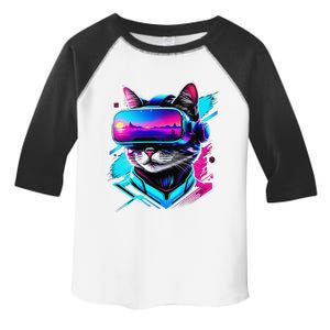 Funny Vr Gamer Cat In Vr Headset Virtual Reality Gaming Toddler Fine Jersey T-Shirt