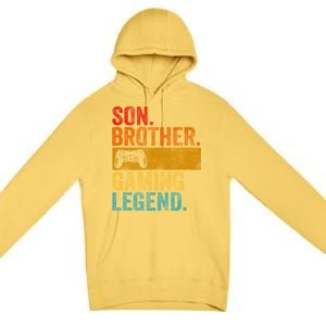 Funny Video Gamer Son Brother Gaming Legend Gift Premium Pullover Hoodie