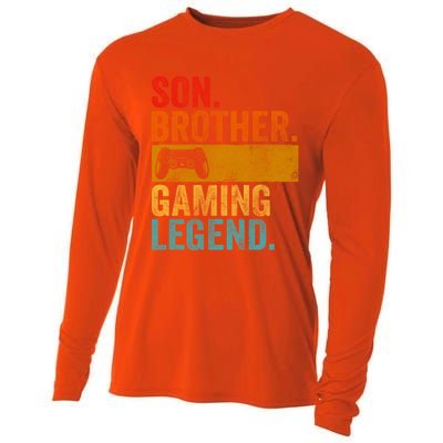 Funny Video Gamer Son Brother Gaming Legend Gift Cooling Performance Long Sleeve Crew