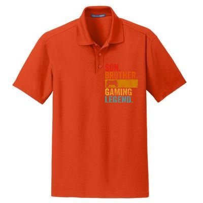 Funny Video Gamer Son Brother Gaming Legend Gift Dry Zone Grid Polo