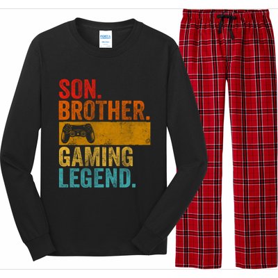 Funny Video Gamer Son Brother Gaming Legend Gift Long Sleeve Pajama Set