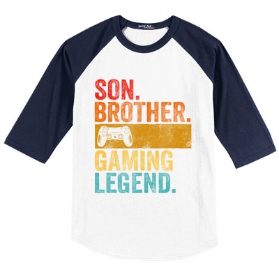 Funny Video Gamer Son Brother Gaming Legend Gift Baseball Sleeve Shirt