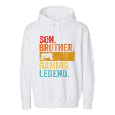 Funny Video Gamer Son Brother Gaming Legend Gift Garment-Dyed Fleece Hoodie