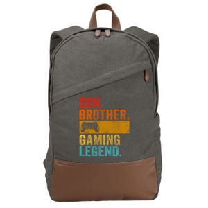 Funny Video Gamer Son Brother Gaming Legend Gift Cotton Canvas Backpack