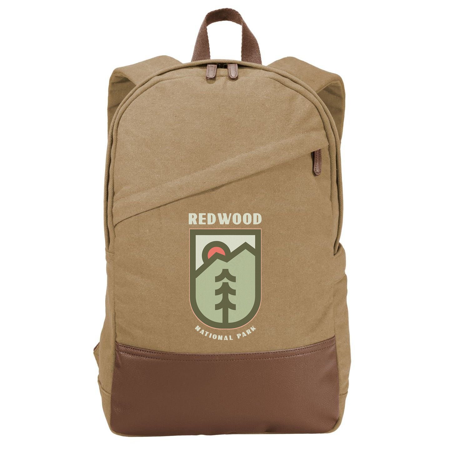 Family Vacation Gift Redwood National Park Cotton Canvas Backpack