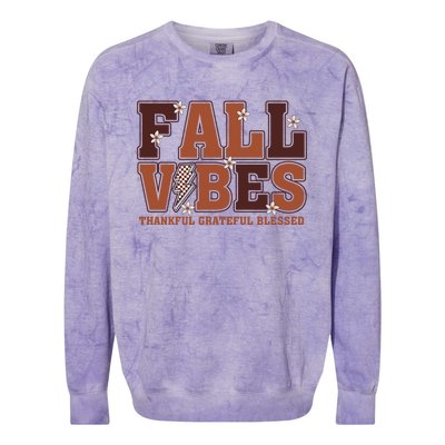 Fall Vibes Groovy Thankful Grateful Blessed Pumpkin Spice Cool Gift Colorblast Crewneck Sweatshirt