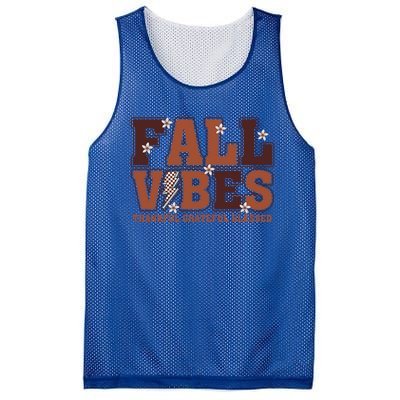 Fall Vibes Groovy Thankful Grateful Blessed Pumpkin Spice Cool Gift Mesh Reversible Basketball Jersey Tank