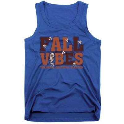 Fall Vibes Groovy Thankful Grateful Blessed Pumpkin Spice Cool Gift Tank Top