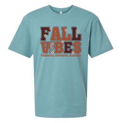 Fall Vibes Groovy Thankful Grateful Blessed Pumpkin Spice Cool Gift Sueded Cloud Jersey T-Shirt