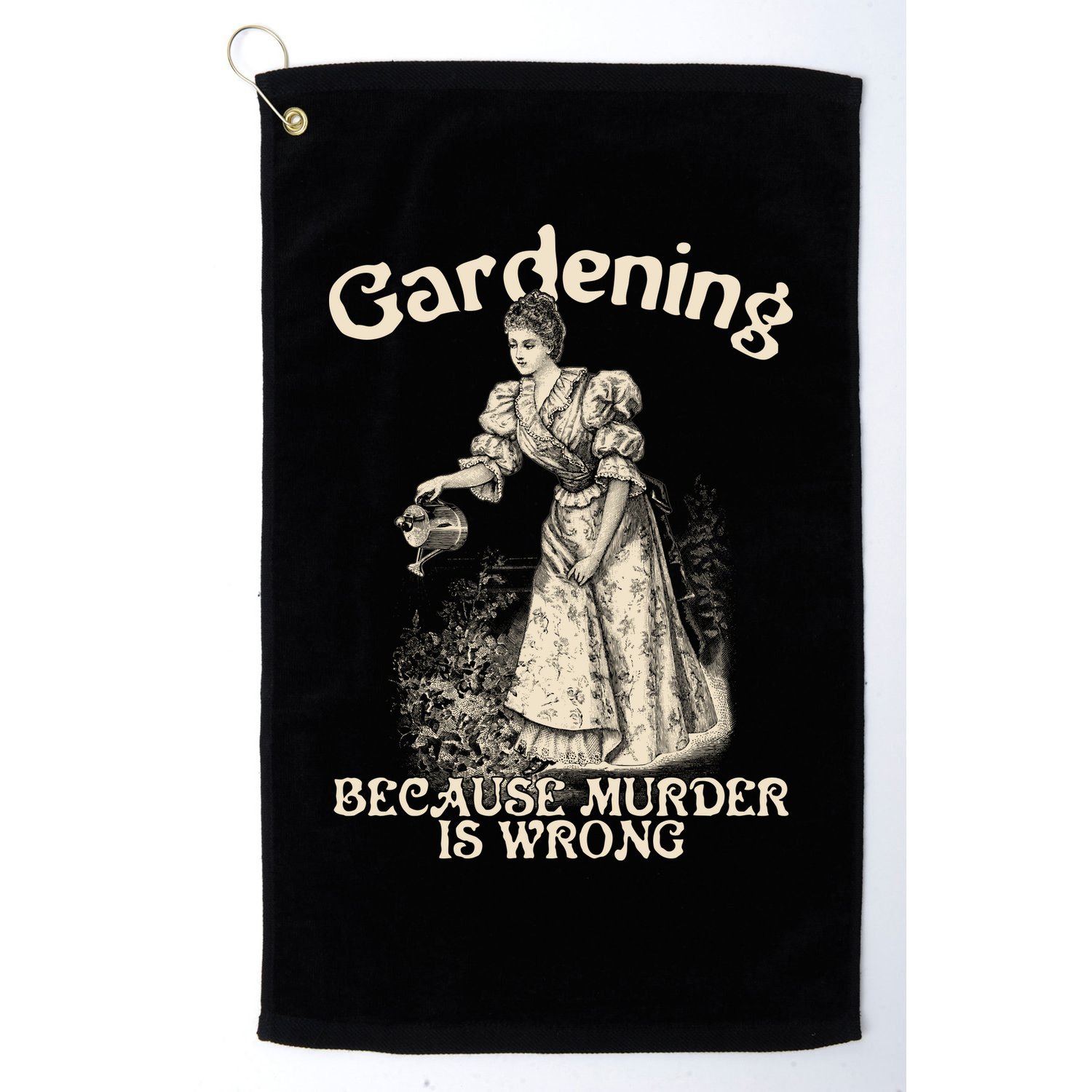 Funny Vintage Gardening Because Murder Is Wrong Gardening Plant Lover Golf Towel